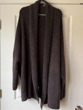 Aerie Cozy Open-Front Chunky Knit Cardigan in Dark Brown, XL, Oversized